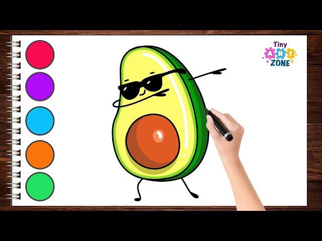 How to Draw a Stylish Dancing Avocado Easy for Kids | Tiny Art Zone