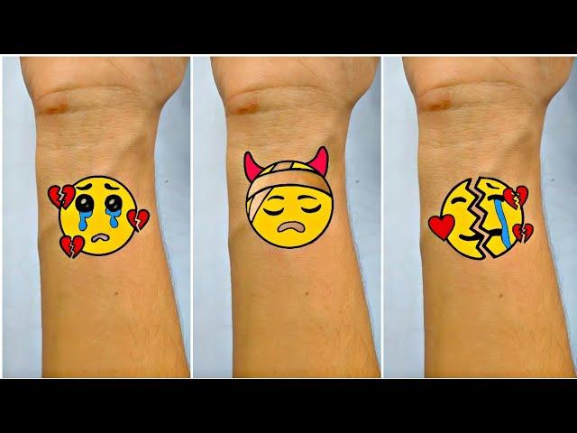 Emojis Mixing Tattoo With Pen | Emojis Tattoos