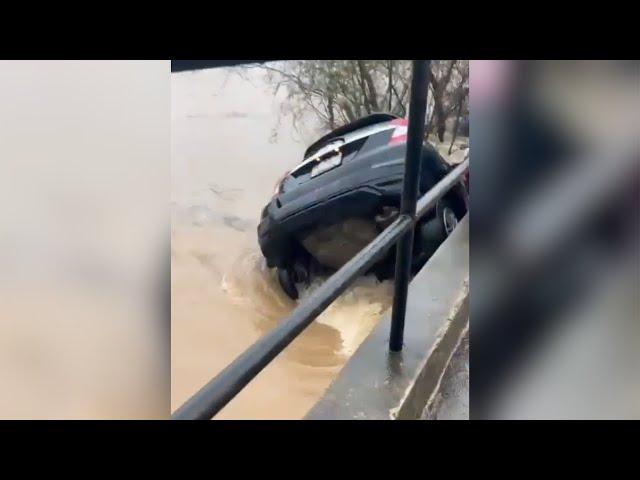 VIDEO: Driver rescued from raging floodwaters in east Charlotte | WSOC-TV