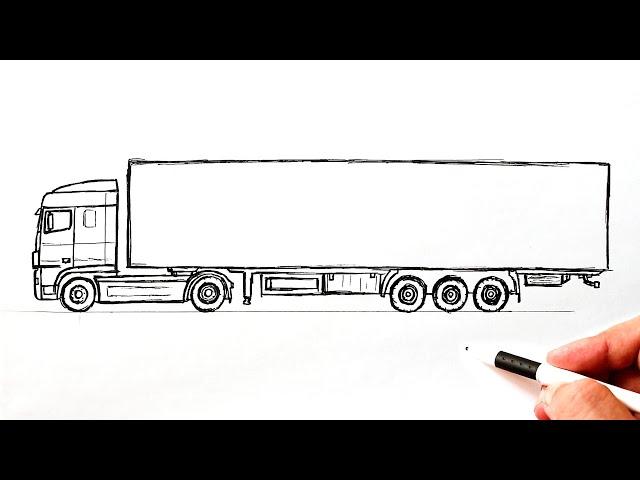 How to draw a Truck step by step