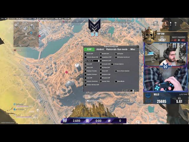 MUTEX ACCIDENTALLY SHOWS HIS CHEAT MENU LIVE ON STREAM WHILE PLAYING WARZONE 2... 