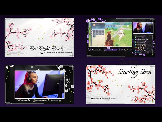 Sakura Cherry Blossom Animated Twitch Stream Scenes