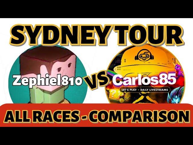 THE BIG COMPARISON | @Zephiel810 vs. Carlos85 - Mario Kart Tour (SYDNEY TOUR) | All 36 Races #Frenzy