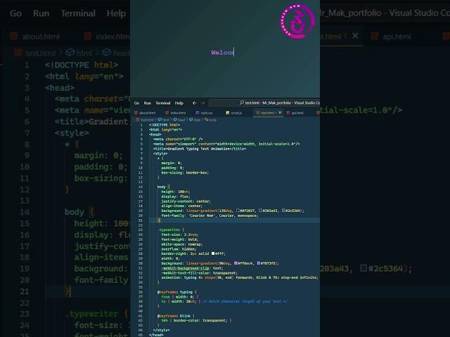 Cool Typing Text Animation with Gradient | HTML & CSS Only
