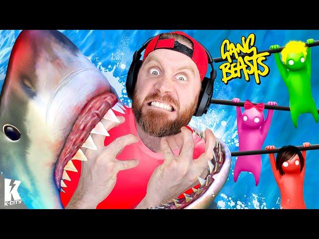 Gang Beasts Shark ATTACK on a BOAT *NEW LEVEL* K-CITY GAMING