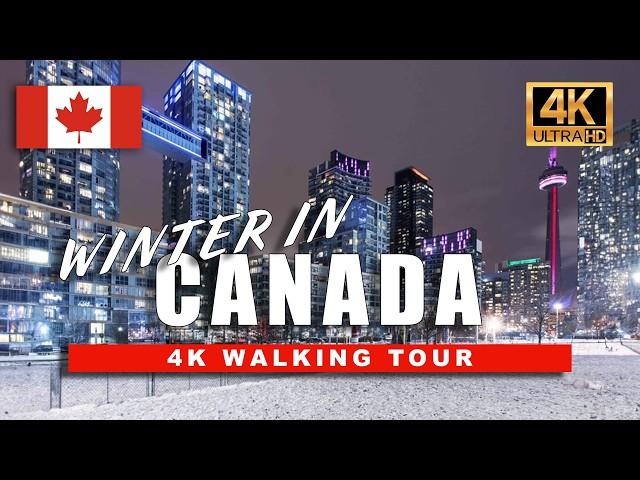 HEAVY SNOWFALL in CANADA | Winter Snow Storm   4K HDR Walking Tour