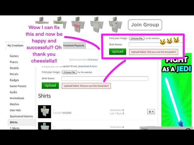 how to fix "upload failed did you use the template" roblox 2020!!