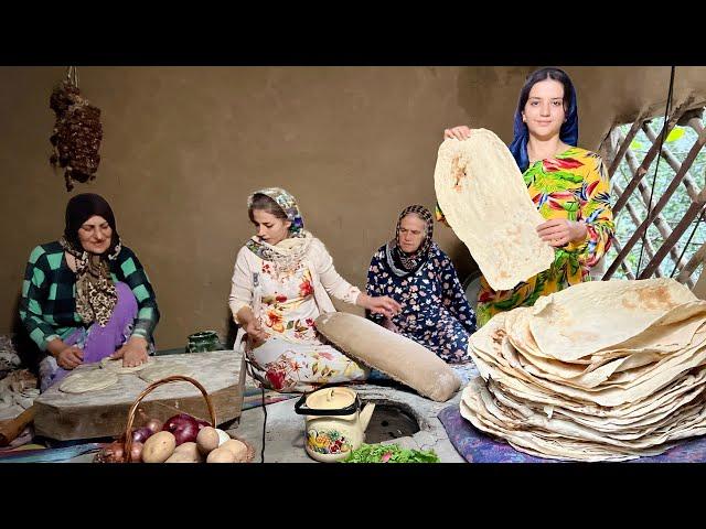 Daily Village Life in Iran | Baking Thin Breads & Cooking Dill Rice with Fish