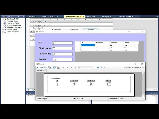 c# tutorial for beginners: Send data from datagridview to crystalreport without database in C#