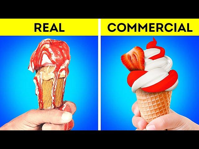 FOOD IN COMMERCIALS vs IN REAL LIFE || Commercial Tricks and Photo Hacks