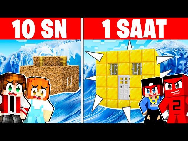 10 SANİYE VS 1 SAAT TSUNAMİ SIĞINAĞI YAPI KAPIŞMASI !! @minegreen