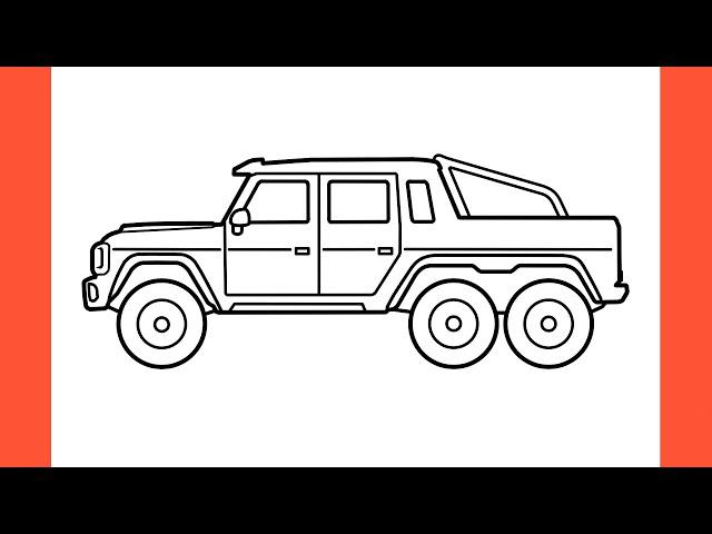 How to draw a MERCEDES G63 AMG 6x6 BRABUS easy / drawing truck mercedes pickup step by step