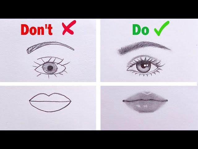 Don't VS Do || How to draw Lips, Eye, Nose and Hair | Drawing Tutorial