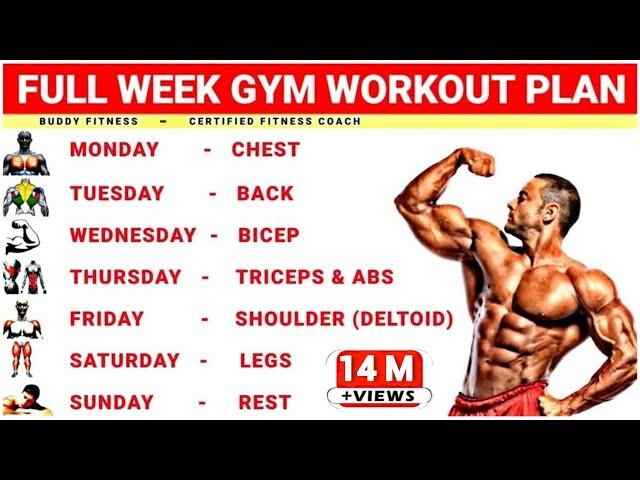 Full Week Gym Workout Plan | Week Schedule For Gym Workout | Buddy Fitness