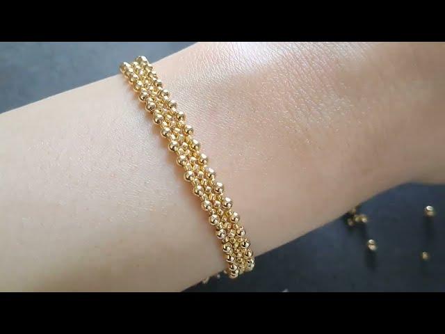 How to make simple bracelet with beads//Easy seed bead bracelet tutorial//Seed beading for beginners