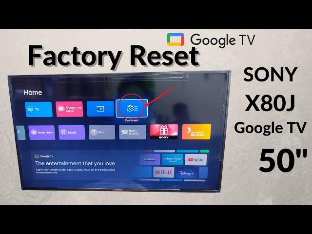 How To Factory Reset | Reboot | Sony Bravia X80J 50" (Google TV) (Online TV Services)