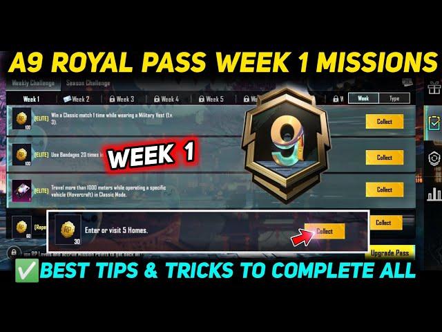 A9 WEEK 1 MISSION  PUBG WEEK 1 MISSION EXPLAINED  A9 ROYAL PASS WEEK 1 MISSION  C7S20 RP MISSIONS