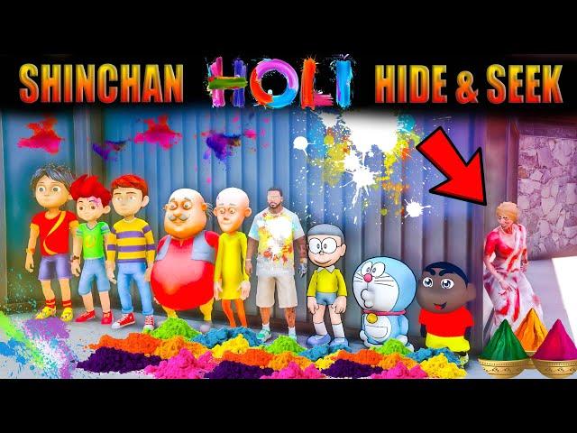 GTA 5 : Shinchan and doraemon Celebrating Holi In GTA 5 Ragini Hide and Seek in GTA 5 in Telugu