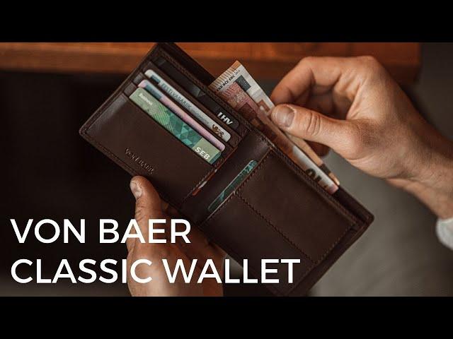 Men's Calfskin Leather Bifold Classic Wallet With Coin Pocket by Von Baer