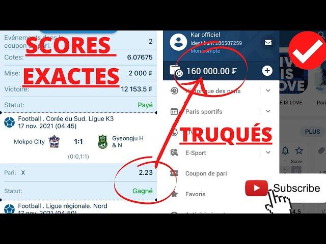 Comment avoir des matchs SCORES EXACTES sur 1XBET, technique incroyable à ne pas rater