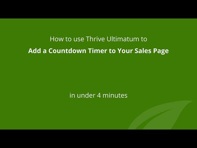 How to add a countdown timer to your sales page