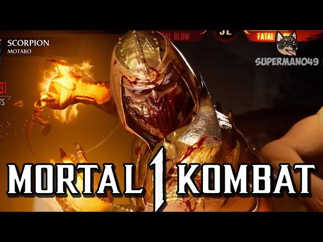 The LEGENDARY GOLD Scorpion! - Mortal Kombat 1: "Scorpion" Gameplay (Motaro Kameo)