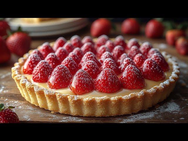 Strawberry vanilla cake with custard cream  The best summer cake ever!
