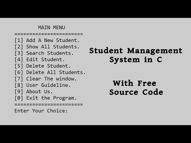 C Programming Project Student Management System With Source Code