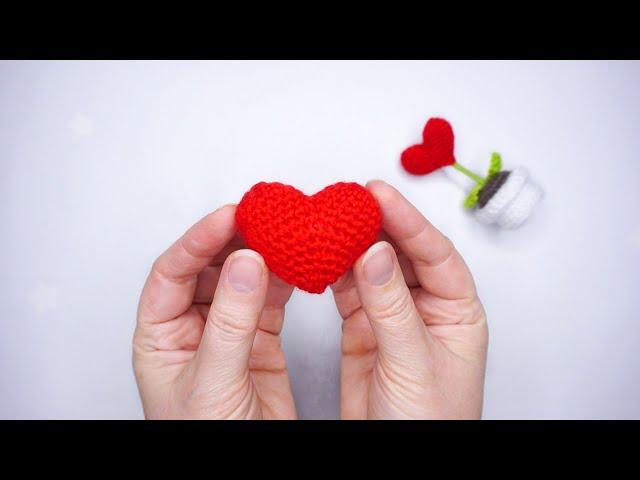  How to crochet a simple small voluminous heart detailed lesson 