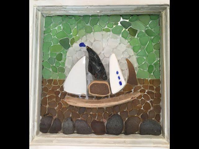 1 of 9 Sailboat Sea Glass Mosaics