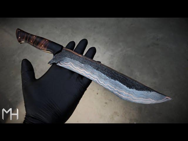 I Forged a Copper-Damascus Recurve Knife