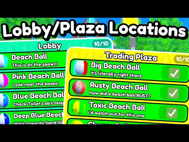 ALL LOBBY / PLAZA BEACH BALL LOCATIONS!! (Toilet Tower Defense)