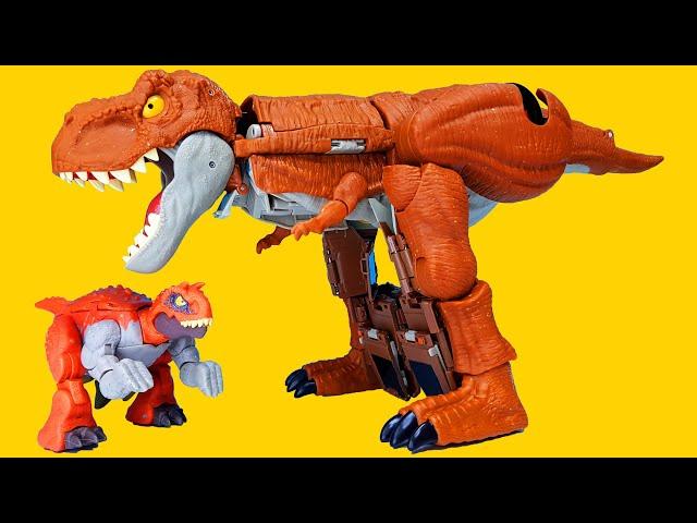 Jurassic World Transforming Tyrannosaurus T Rex Dinosaur to Off Road Truck Vehicle  & carnotaurus