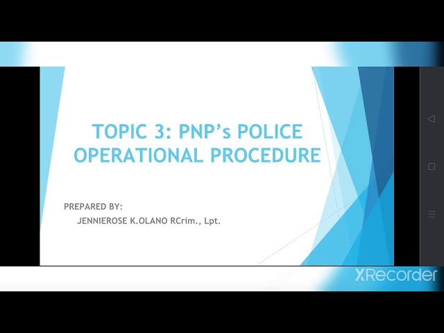 PNP's Police Operational Procedure- Topic 3 - LEA 1