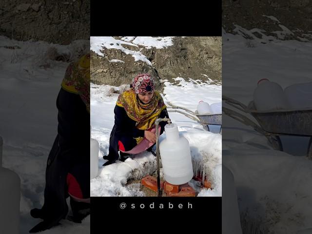 Snowy Village ️& the Adventure of Fetching Water from the Spring #shorts #villagelife #rurallife