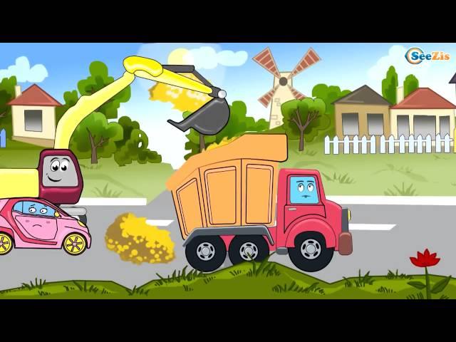  Dessin animé voiture  Grue, Pelleteuse, Camion  Voiture pour enfan  Tiki Taki Dessins Animés 