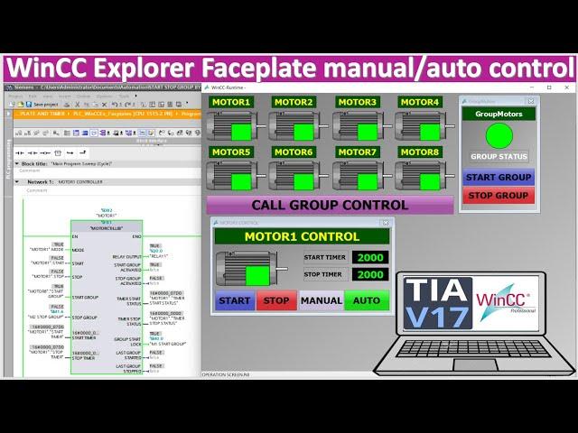 WinCC Explorer V7.5 create faceplate for by using tagPrefix full tutorial with group control