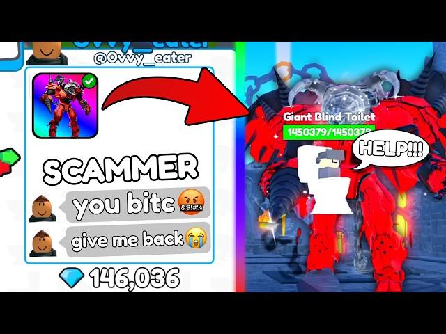  I SCAMMED a SCAMMER and got DRILLDRAGON and GEMS  ENDLESS and TRADES - Toilet Tower Defense