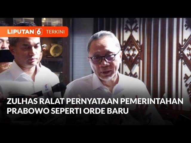 Zulhas Ralat Pernyataan Pemerintahan Prabowo Mirip Orde Baru: Mungkin Kombinasi Liputan 6