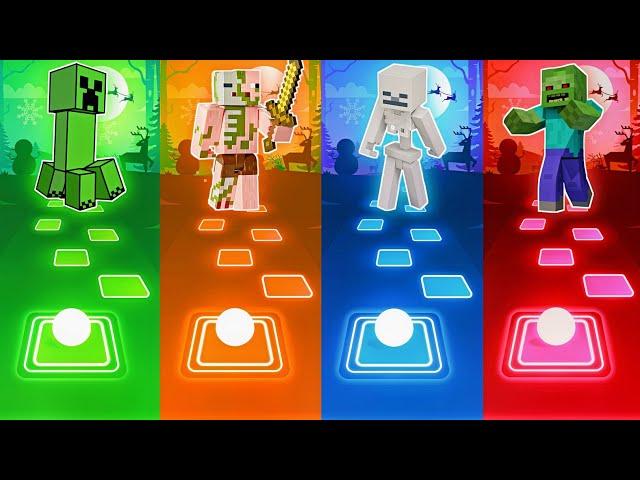 Creeper Rap vs Pigman Rap vs Skeleton Rap vs Zombie Rap | Tiles Hop EDM Rush