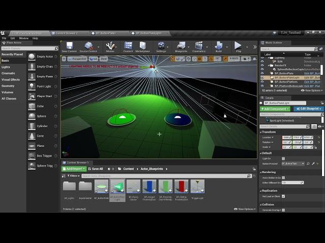 UE4 Event Dispatcher Tutorial button plate with light