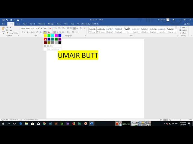 Text Highlight and Font Color in Microsoft Word