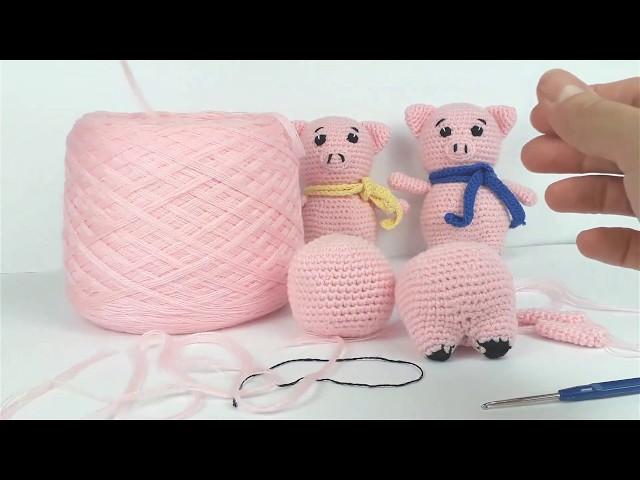 Свинка крючком. Символ 2019. Мастер класс. Toy Pig. (Урок 2. Голова ушки, мордочка и сборка игрушки)