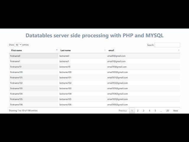 Datatables  using PHP and MYSQL  server-side processing