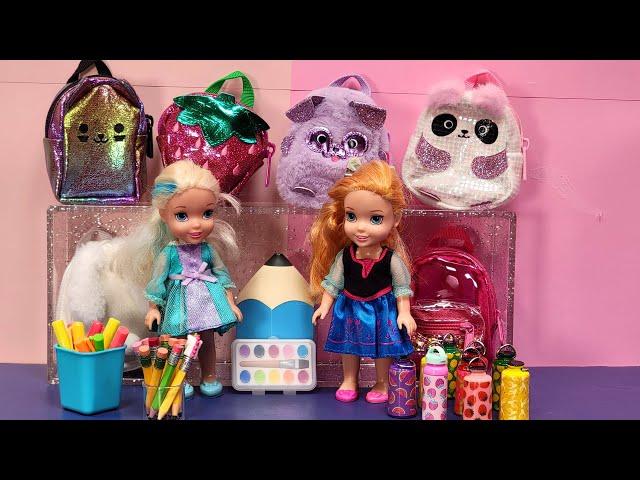 Back to school shopping ! Elsa & Anna toddlers - Barbie dolls - backpack - lunch bag #supplies