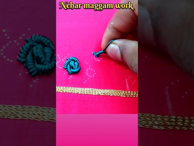 thread Spring Stitching #aariwork #handembroiderywork #maggamworktutorial #youtubeshorts #nehar