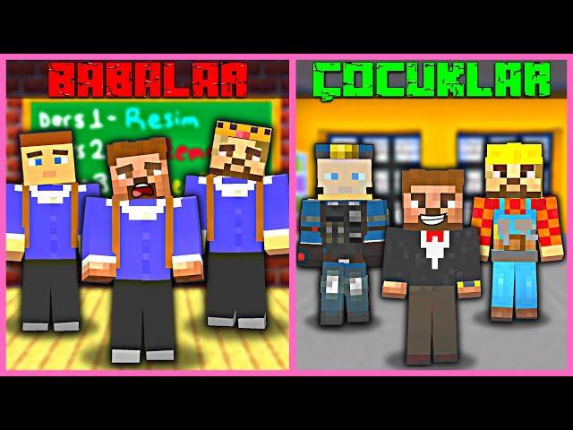 HER ŞEY TERSİNE DÖNDÜ BABALAR OKULA, ÇOCUKLAR İŞE GİTTİ!  - Minecraft