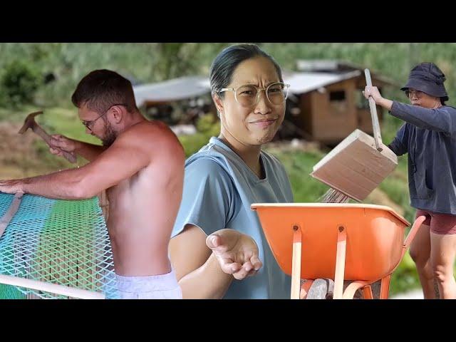 Cleaning chicken coop | Banana blossom with chicken