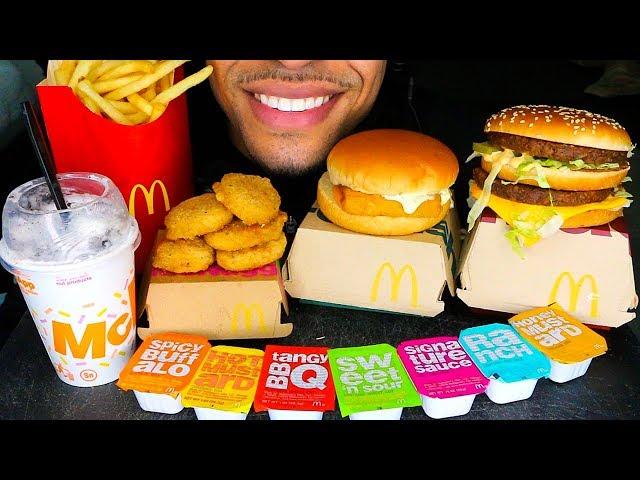 ASMR MCDONALD'S CHICKEN NUGGETS MUKBANG OREO MCFLURRY FILLET FISH BIG MAC FRIES EATING SHOW SOUNDS