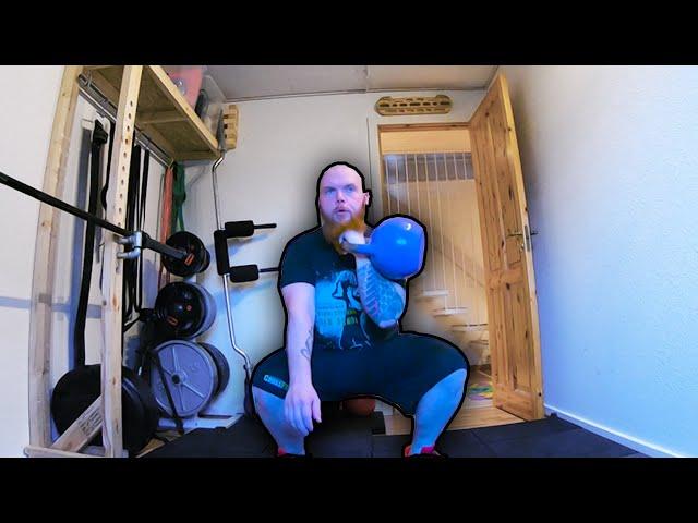 Full body fat burning kettlebell combo workout - Fat to fit at home - tiny home gym